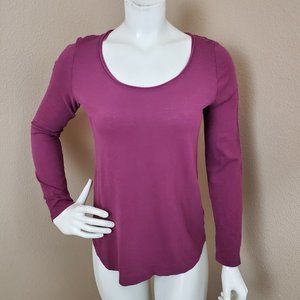 Anthropologie Pure+Good Purple 100% Cotton Long Sleeve Top~Size S